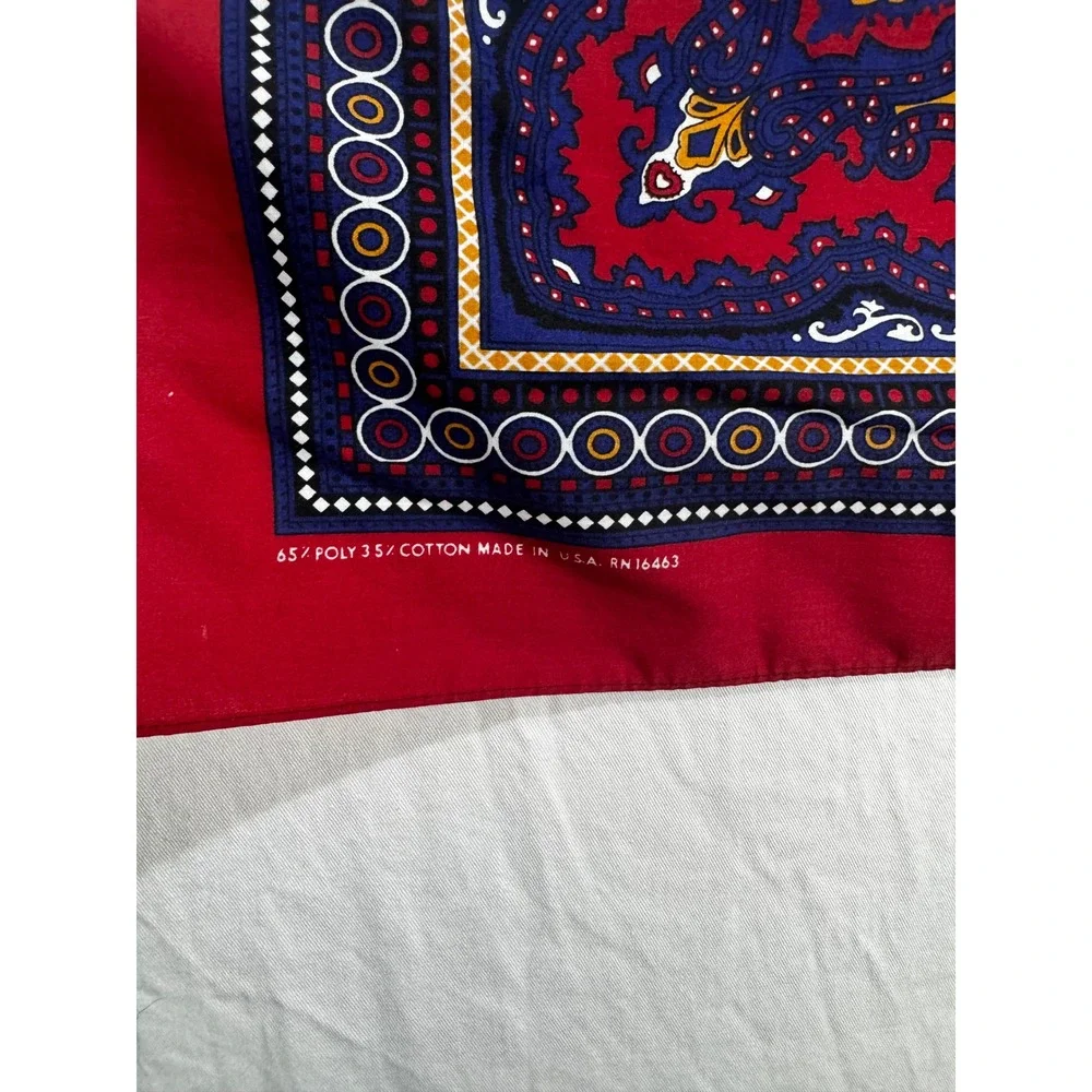 Vtg Wamcraft Bandana Lot 2 Burgundy Paisley Southwestern Turquoise Made‎ in USA